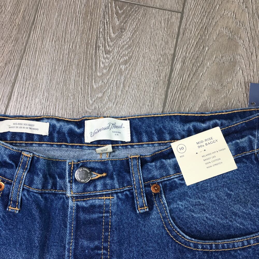 Universal Thread Mid-Rise 90s Baggy Blue Jeans Relaxed Hip  Size 10 NWT - Picture 5 of 9